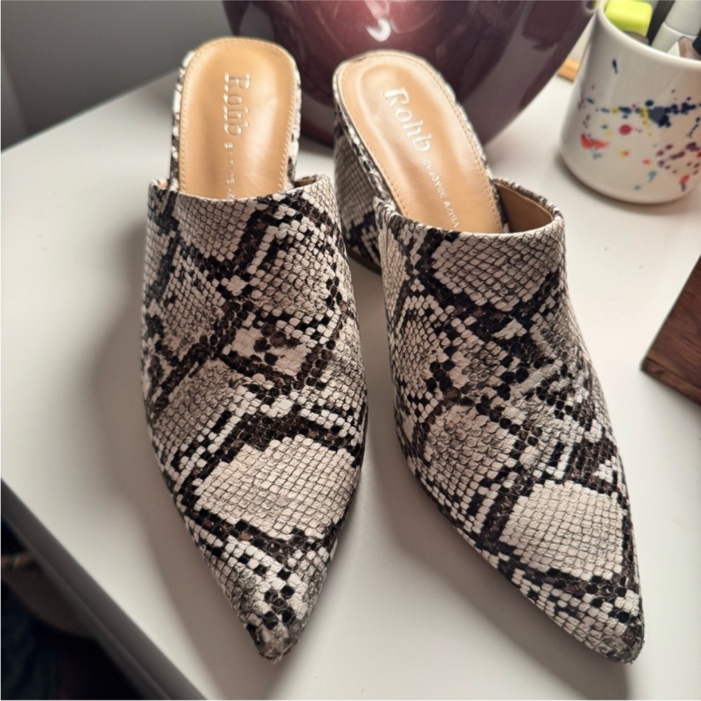 Roho by Joyce Adria snakeskin pointed toe heeled mule - Picture 3 of 7